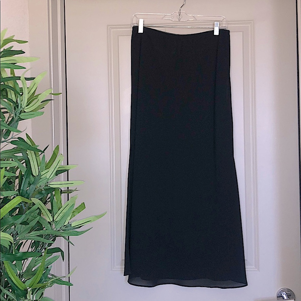 Black Double-Slit Maxi Skirt